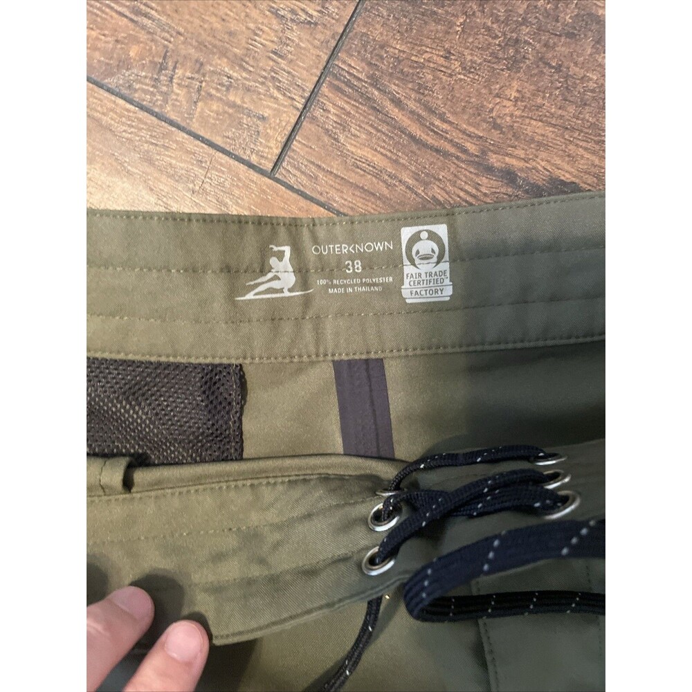 NWT $145 Outerknown Trunks by Kelly Slater Mens Sz 38 In Olive Green - Picture 3 of 4